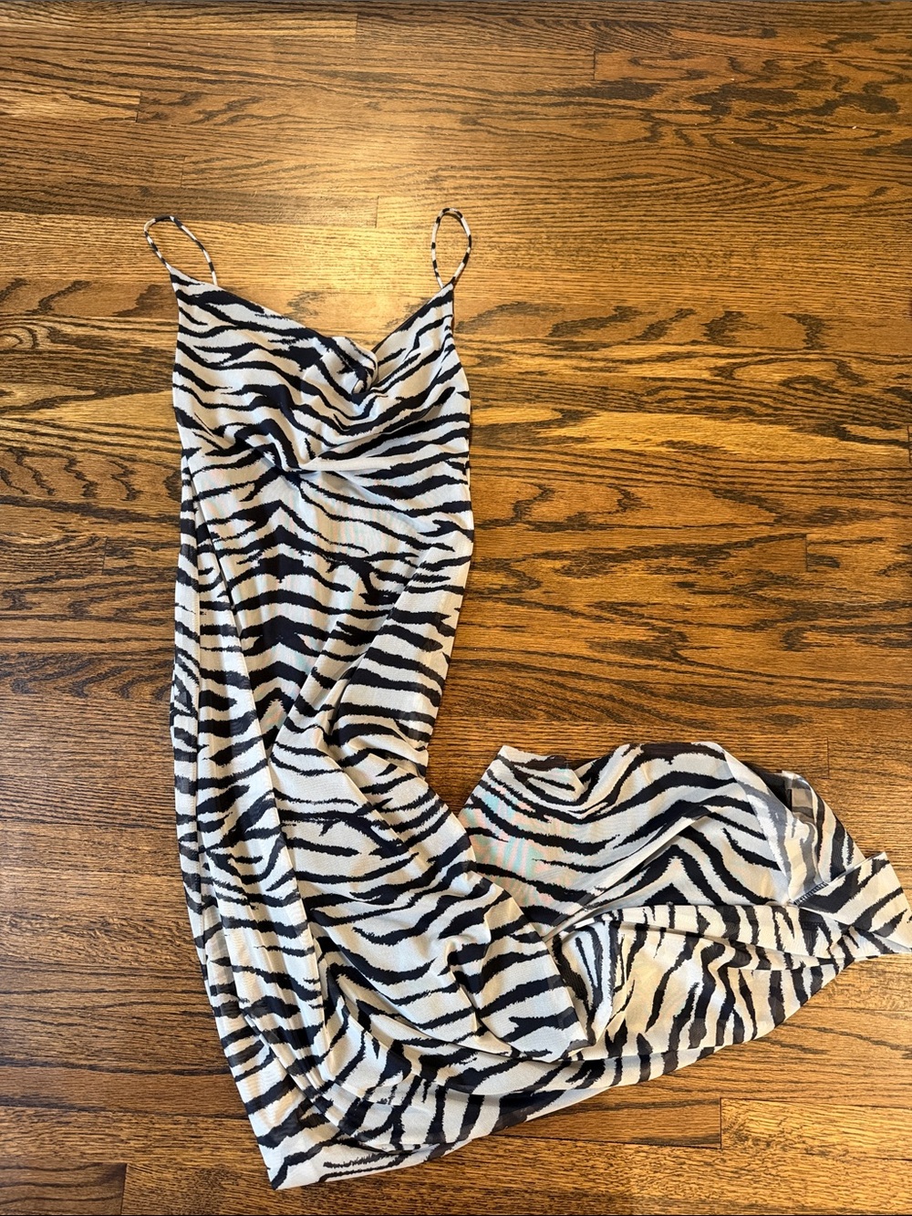Zara Zebra Print Slip Dress - Black & White